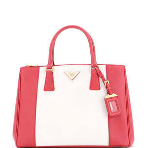 Prada Medium Bicolor Double Zip Lux Tote Saffiano Leather